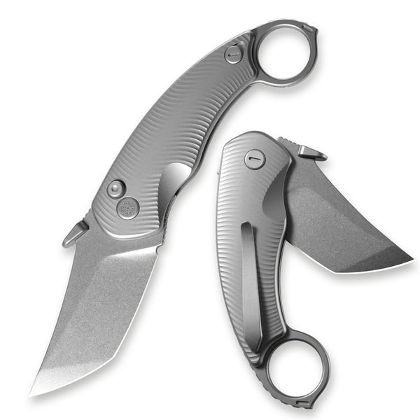 CAVOLKNIFE Kobra-C10 Ti Handle CPM S90V Button lock Karambit Knife