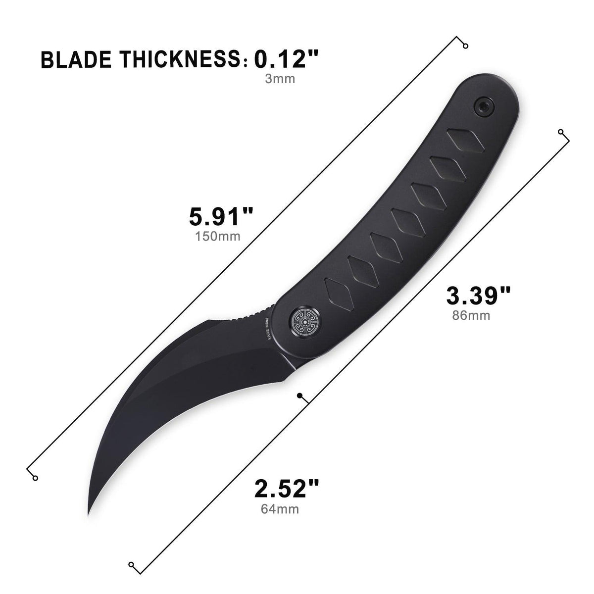 Front Flipper Pikal Knife Ti Beak - Kage&cavolknives