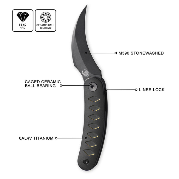 CAVOLKNIFE Kage-C03 Front Flipper Knife Anodized